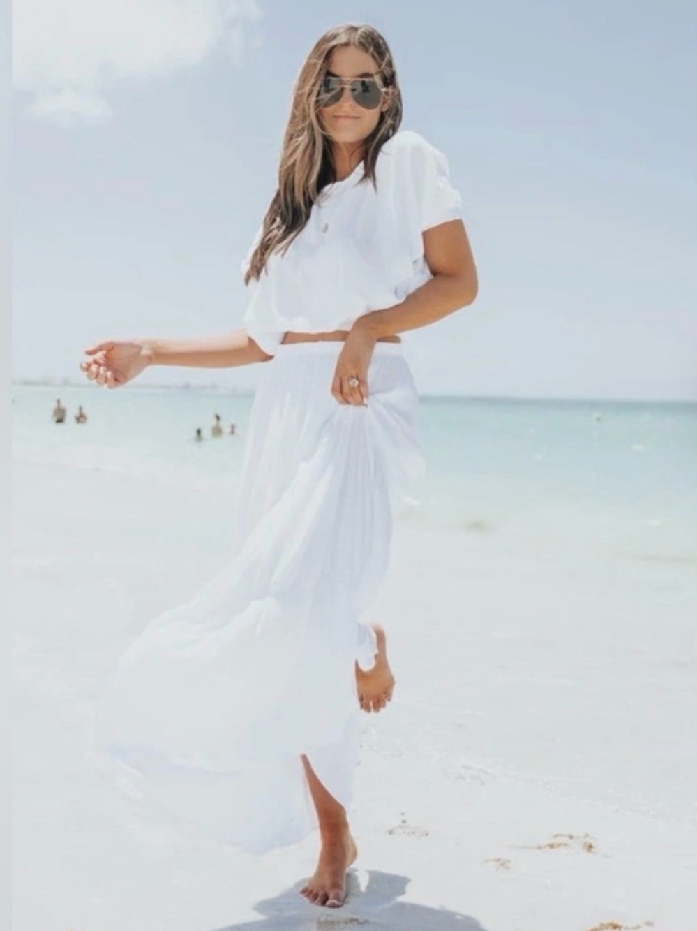 NWOT Magnolia Boutique White Maxi Skirt Set Size Small